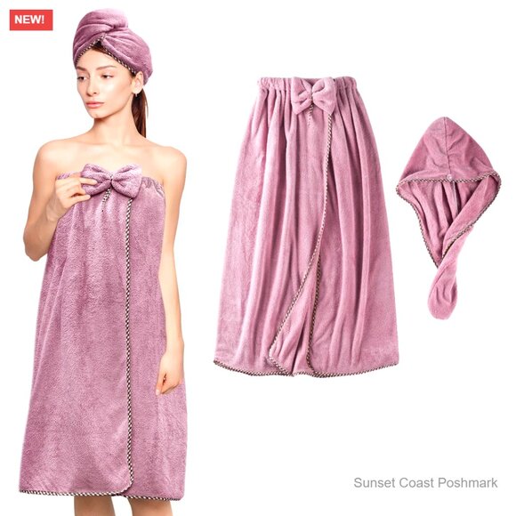 Microfiber Hair Towel and Body Wrap Adjustable Soft Spa Shower Cover Quick main image 6